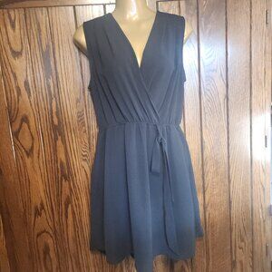 Monteau Black Faux Wrap V-neck Dress Large